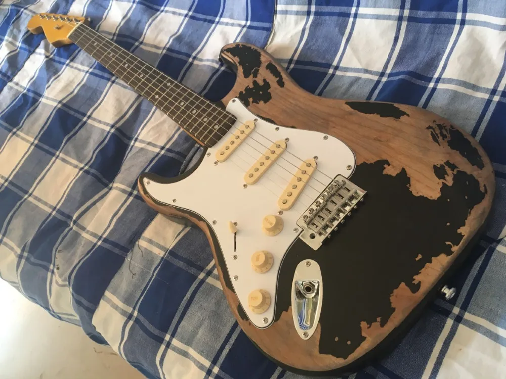 Левосторонняя электрогитара ручной работы relic guitar Ash body custom body старая аппаратная гитара