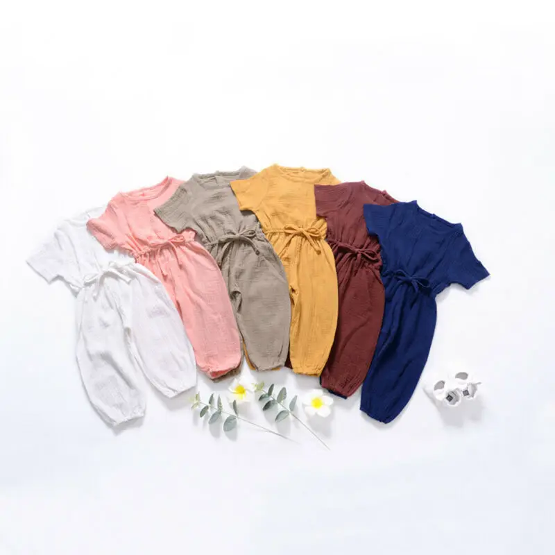 

Summer Toddler Newborn Infant Baby Girls Jumpsuit Comfortable short sleeve solid Rompers Baby Girl clothes