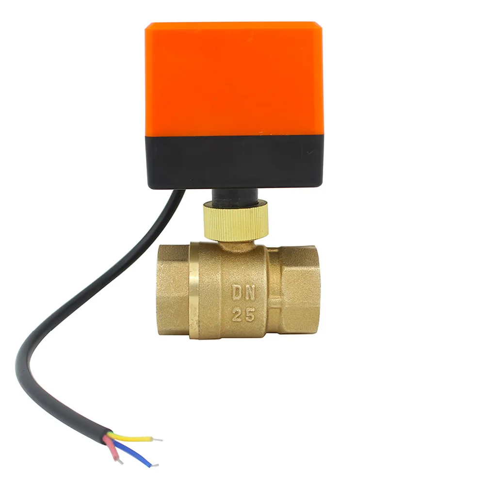G1 дюйм AC220v DC24v DC12v Электрический моторизованный латунный шаровой клапан с