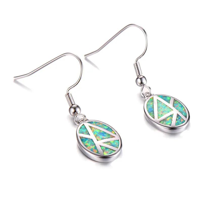 Милые женские серьги-подвески в стиле бохо с большим голубым и белым огненным