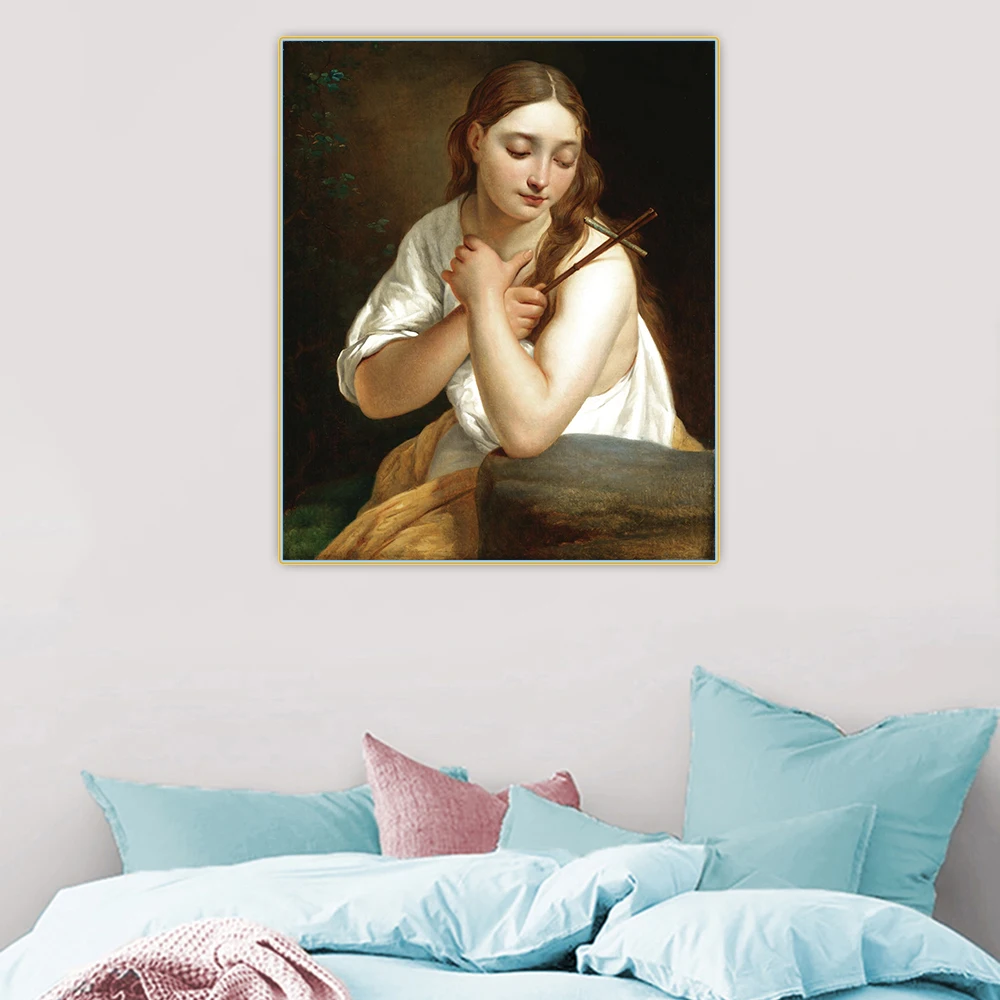 

Holover Canvas Oil Painting Francesco Hayez"The penitent magdalene"Romanticism Aesthetic Artwork Wall Art Home Room Decoration