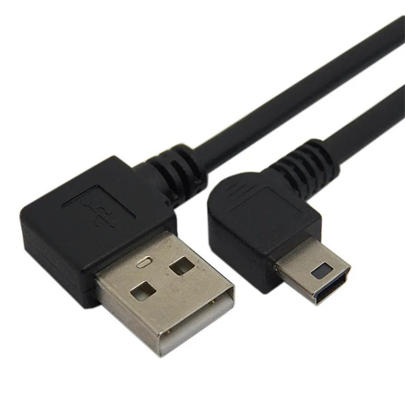 USB 2.0 Right angled 90 degree male to mini Left Charging data cable for MP3 GPS |