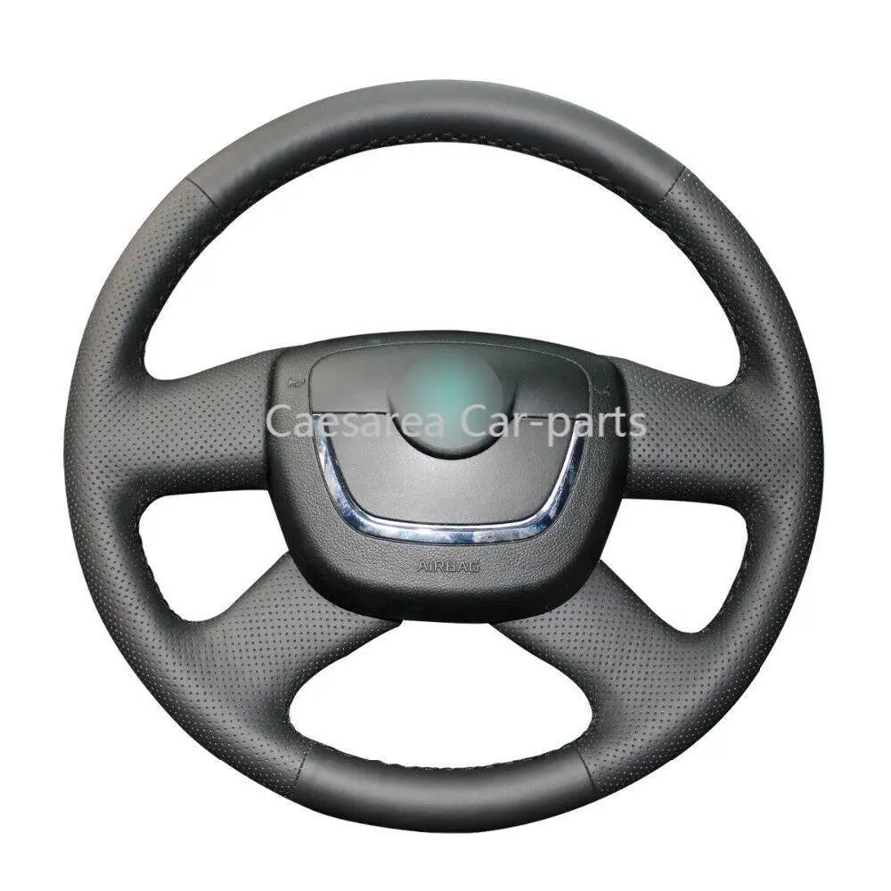 

Hand stitched Black Leather Car Steering Wheel Cover for Skoda Octavia Superb