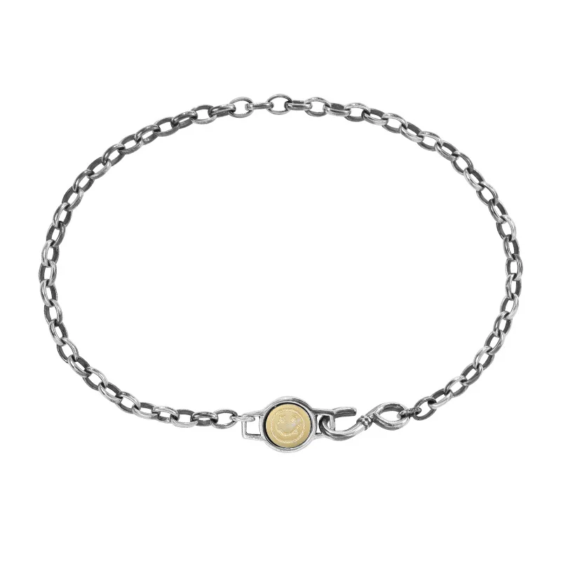 

Cartoon Smiley Bracelet 925 Silver Bijoux Minimalism Bangles Vintage Bohemian Joyas Silver Women Bangles