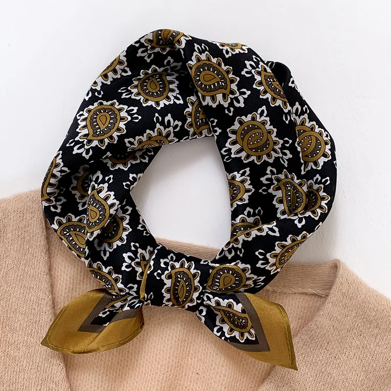 

Print Echarpe 100% Real Silk Square Scarf Women Shawl Hairband Design Headband Neckerchief Female Hijab Foulard2022 Bandana