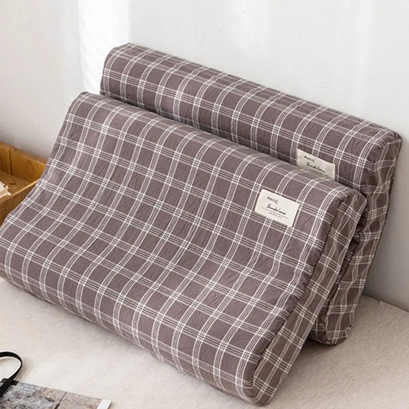 

40*60cm/30*50cm Latex Pillowcases Strip Plaid Soft Memory Foam Pillowcases Neck Memory Pillow Cover Cushion Cover Only Case