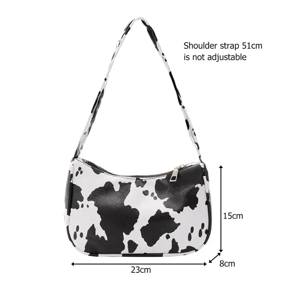 

Youth Ladies Simple Versatile Bag Women Cow Print PU Leather Handbags Lady Small Daily Travel Shoulder Totes Bag New