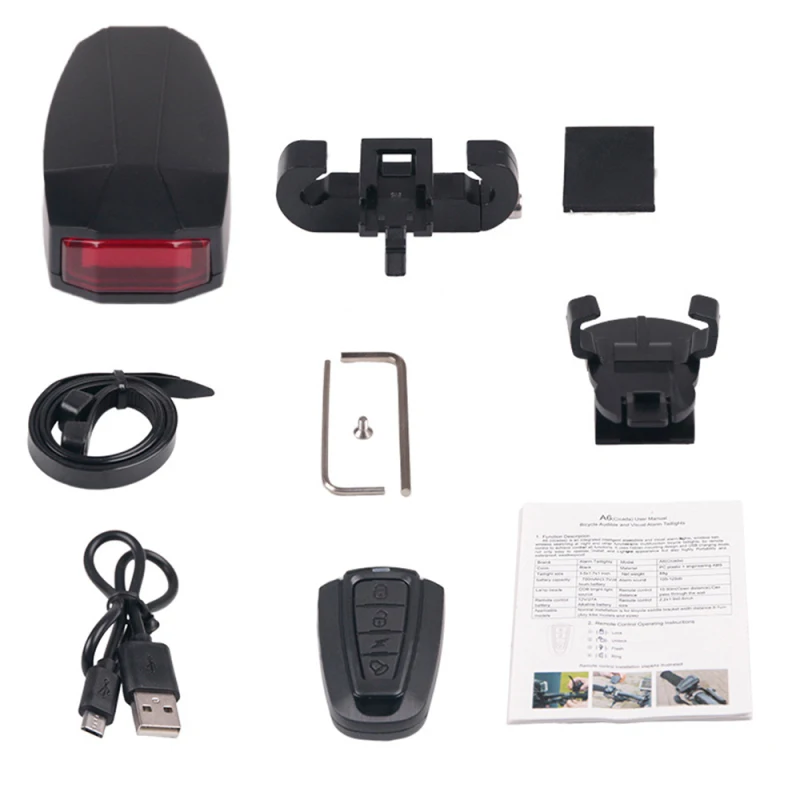 

Anti-theft Bike rear light Alarm Wireless Remote Control Taillights Lock Warner Waterproof rear Bicycle light Accessories