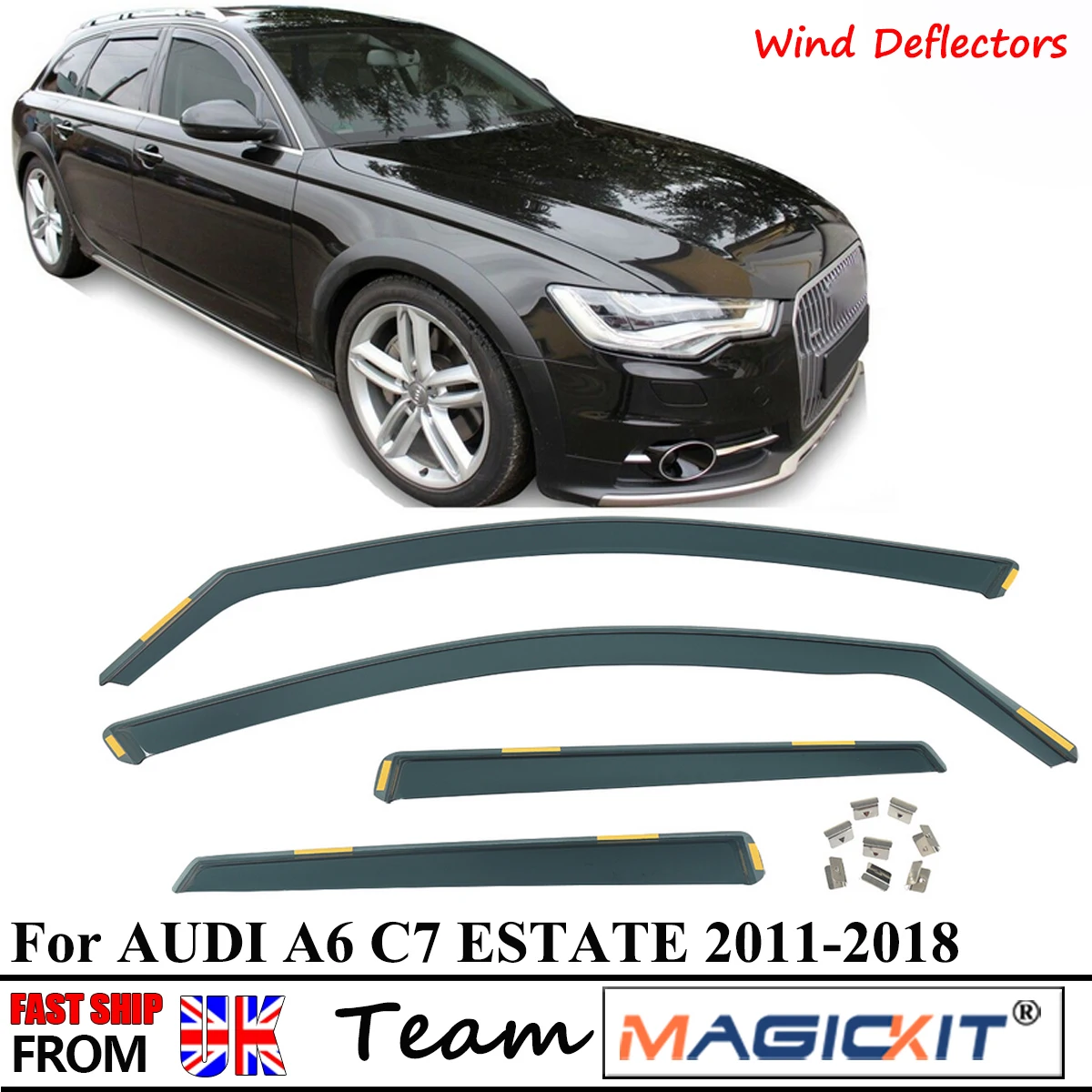 

Magickit TINTED RAIN WIND DEFLECTORS for AUDI A6 C7 5 DOOR ESTATE 2011-2018 4pc
