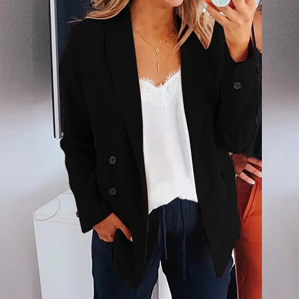 Женская однотонная куртка с отложным воротником длинным рукавом F40|Куртки| |