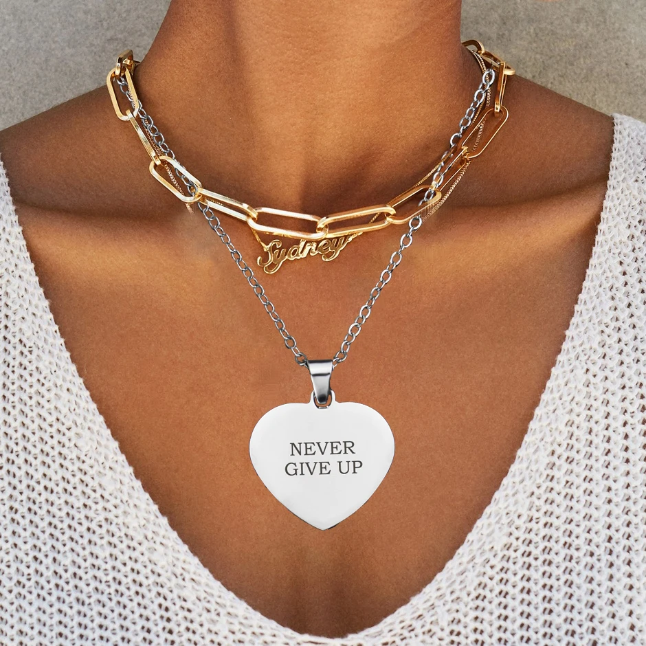 Женская цепочка из нержавеющей стали с подвеской в виде сердца|Подвески| |