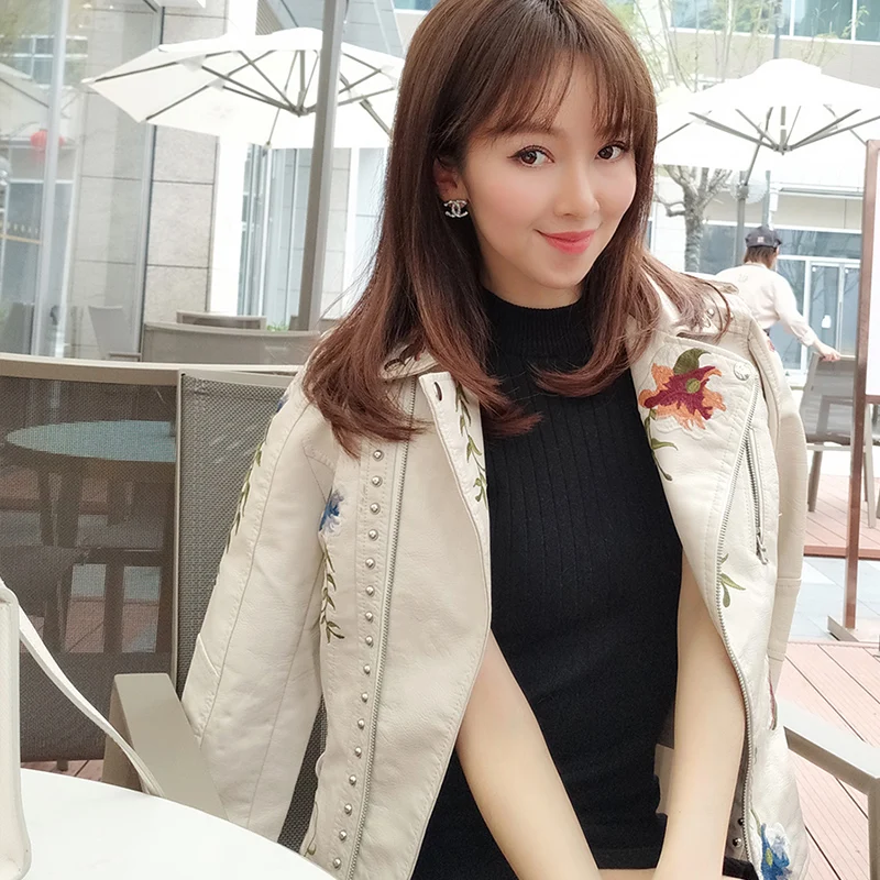 Женская короткая куртка Fitaylor черная мотоциклетная из искусственной кожи с