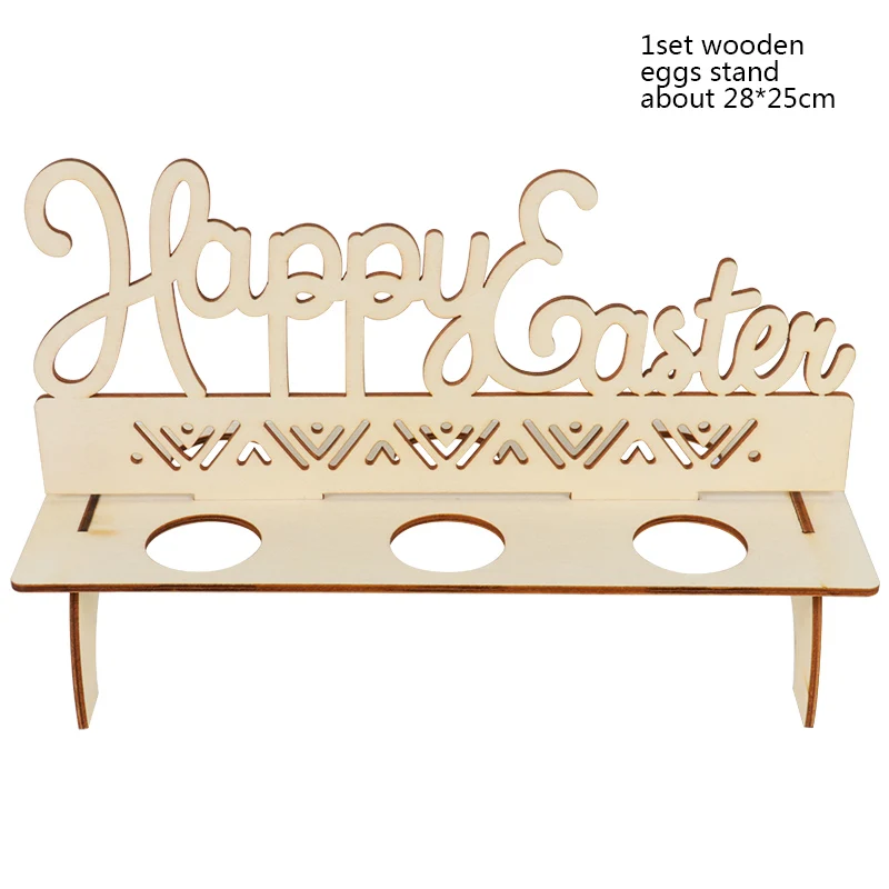 1set wooden stand Наволочка на подушку с пасхальным Кроликом, яйцами, пасхальными, шоколадными яйцами, курицей, пасхальными украшениями для дома, вечерние украшения, подарок - Цвет: 1set wooden stand