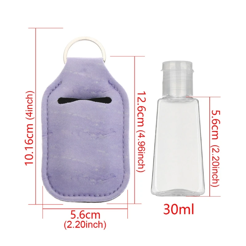 

15Sets Reusable 30ml Empty Sanitizer Hand Soap Perfume Container Holder with Keychain Carriers Refillable Travel Bottle