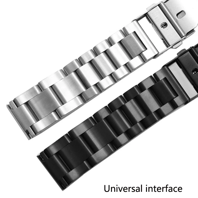 Solid Thickening 5.5mm 316L Stainless Steel Watchbands Silver 22mm 24mm 26mm Metal Watch Band Strap Wrist Watches Bracelet