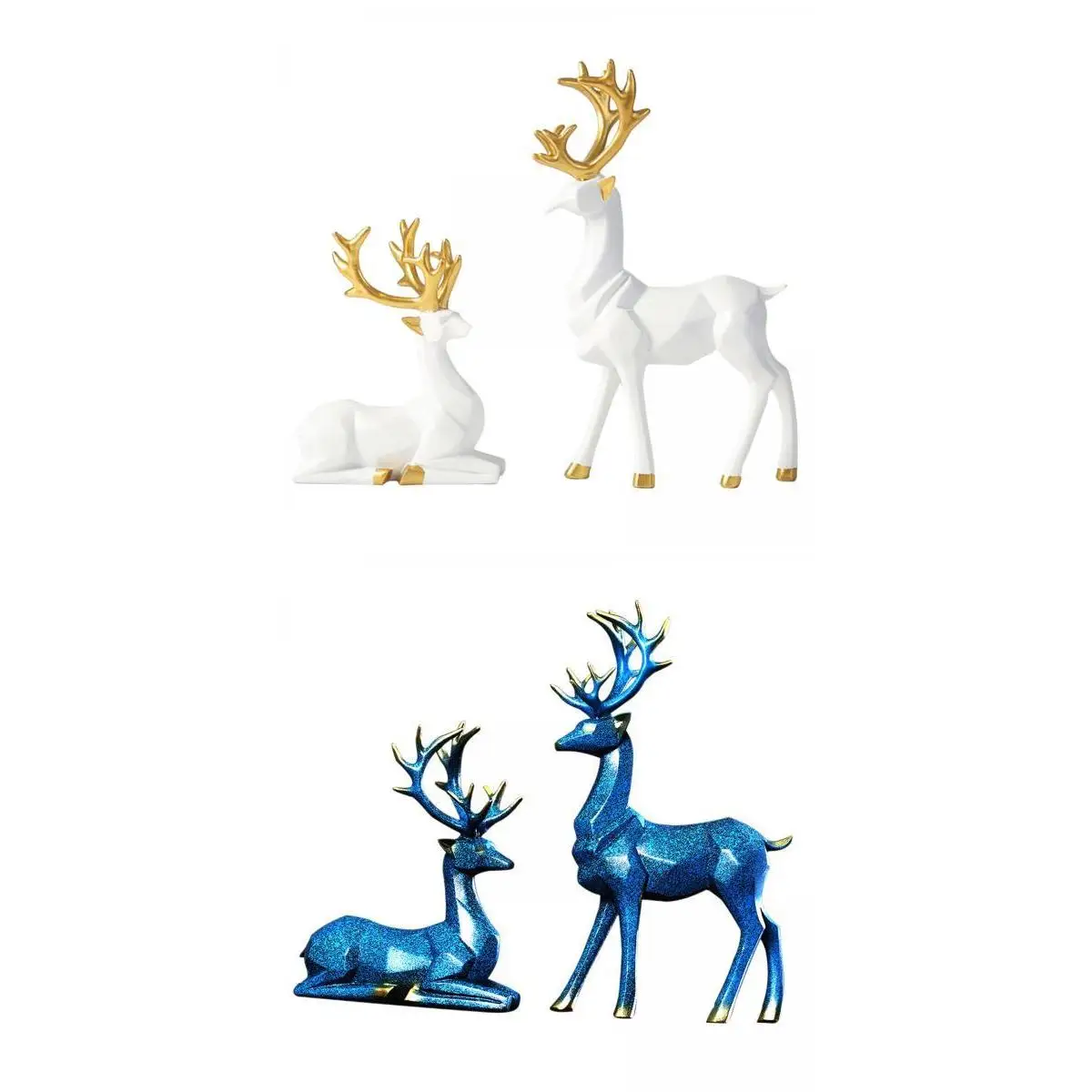 

4x Resin Deer Figurine Decoration Statues for Office Christmas Home