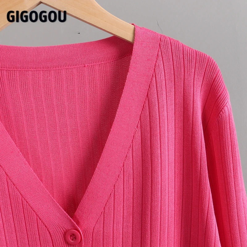 Женский свитер GIGOGOU вязаный джемпер в рубчик + широкие брюки весенние комплекты