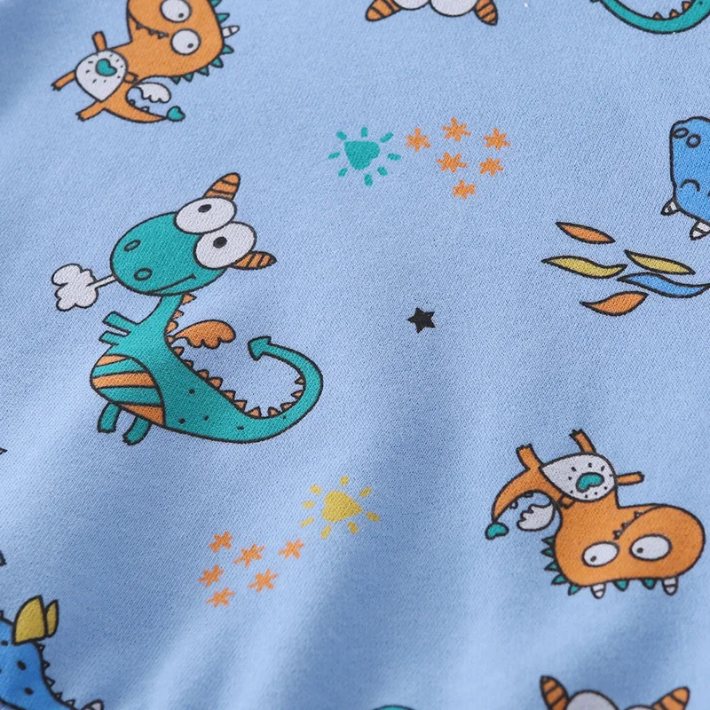 

Pudcoco Kids 2Pcs Top Pants Suit Cartoon Dinosaur Pattern Printed Full Length Regular Sleeve Round Neck Sets