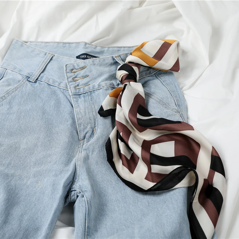 

women silk scarf Head Small Square Scarves Hijab Luxury Brand Stain Silk Women Scarf Lady Headband Print Neckerchief Bandana