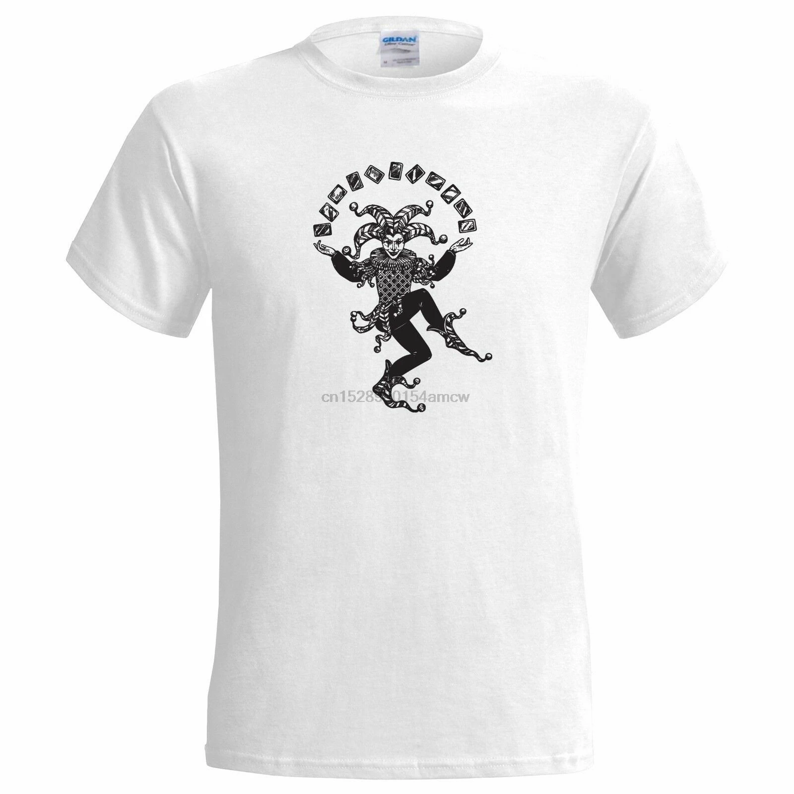 Джокер карты Жонглер Мужская футболка Шут Магия Таро покер колода игральных