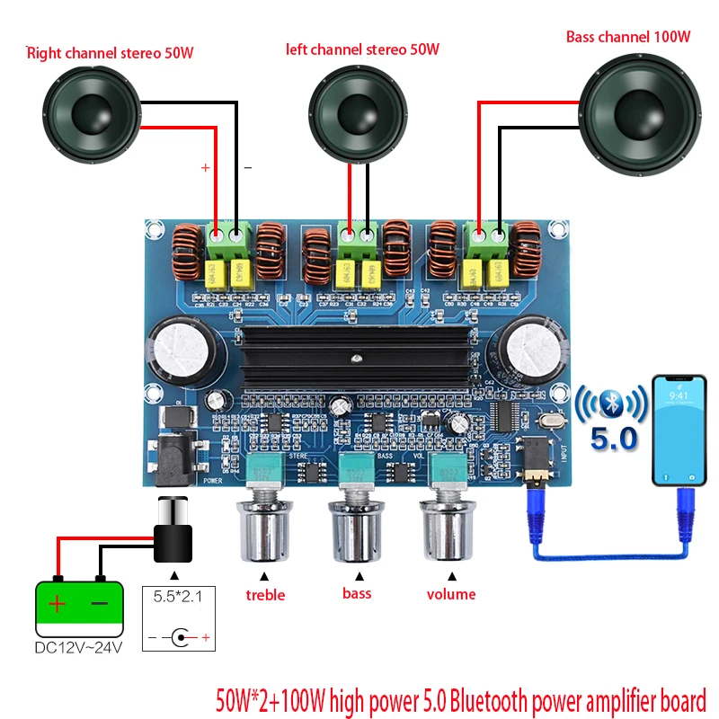 KYYSLB 100 Вт + 50 * 2 DC12 ~ 24V 5 0 Bluetooth усилитель доска XH-A305 высокое Мощность двойной TPA3116D2 1