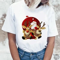 suitable all seasons new cute reindeer tshirt women christmas white tshirt harajuku short sleeve women tee tops camisas t shirt