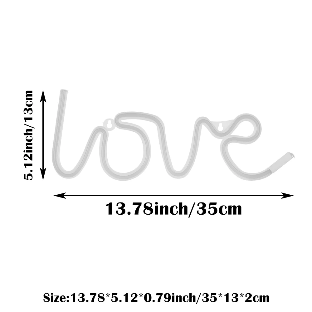 

1PC Double Powered LED Neon Lights Love Shape Night Light Sign Lamp for Indoor Christmas Wedding Bar Party Valentine's Day