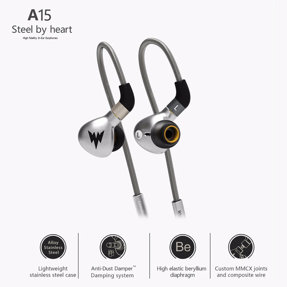 Whizzer A15 A15 Pro спортивные наушники HiFi Bass металлические наушники-вкладыши 3,55 мм Тип наушники 120 мм кевлар гибридная Армирующая линия