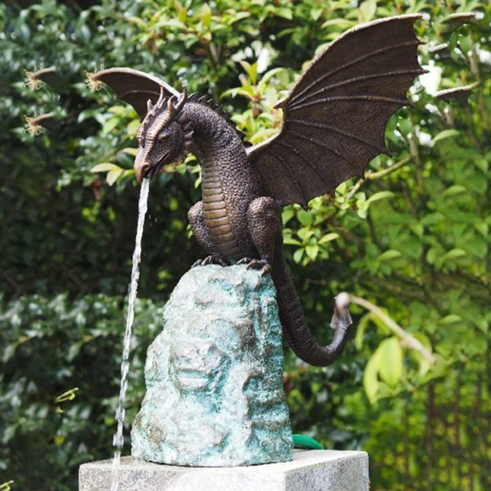 

Resin Water Spray Fire Breathing Waterscape Dragon Sculpture Home Jardin Decor Art Sculpture Decoration Accessories