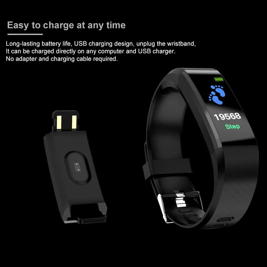 

10pcs 115 Plus Smart Band Bluetooth Sport Watches Health Smart Wristband Fitness Tracker Heart Rate Pedometer Bracelet Men Watch