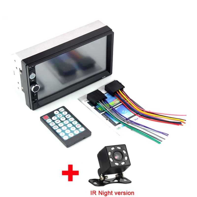with 8IRled camera Автомобильный Радио HD " сенсорный экран стерео 2 Din Bluetooth FM ISO мощность SD USB Aux вход для IPhone Mp5 плеер нет или с камерой - Цвет: with 8IRled camera