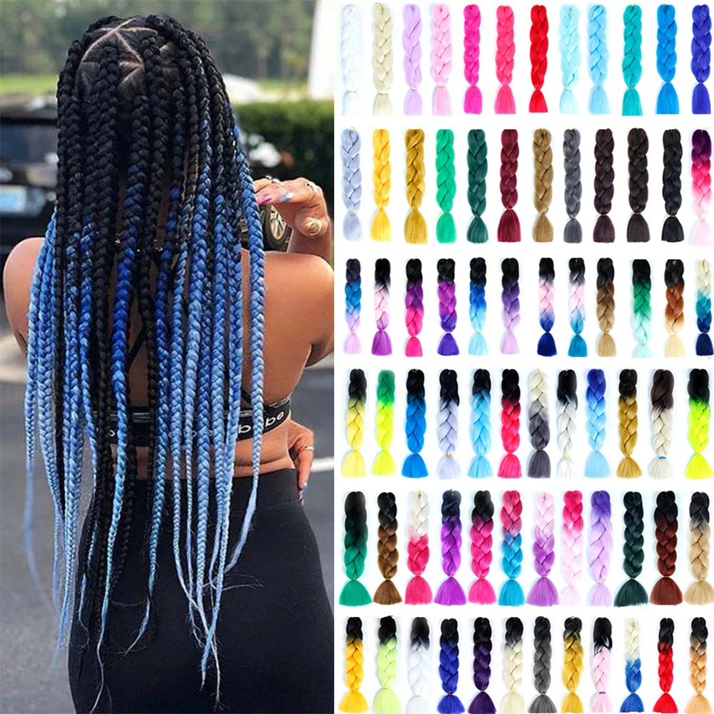 QIANJI Розовый Фиолетовый Синий блонд цвет большие синтетические косы Омбре