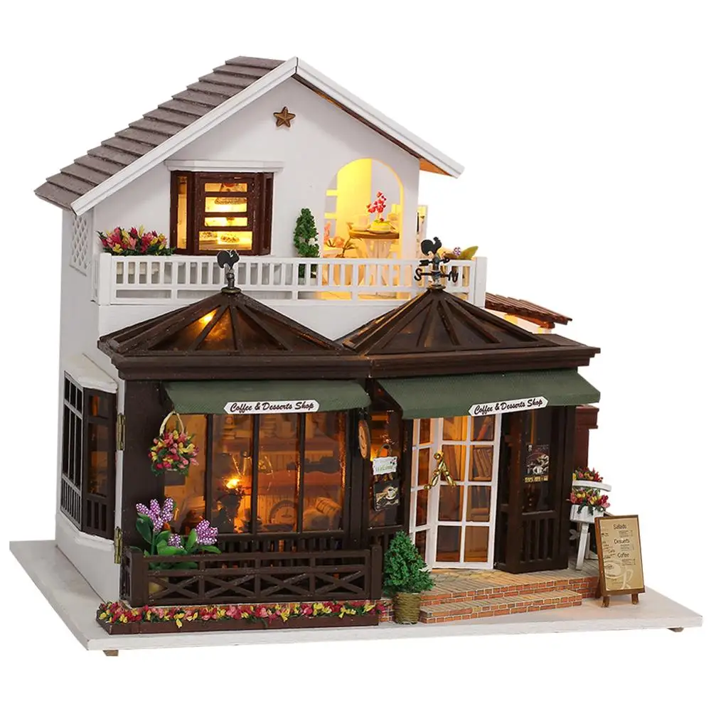 

DIY-KIT DIY Dollhouse Wooden Doll Houses Miniature Doll House Furniture Kit Casa Music Led Toys For Children Birthday Gift K21