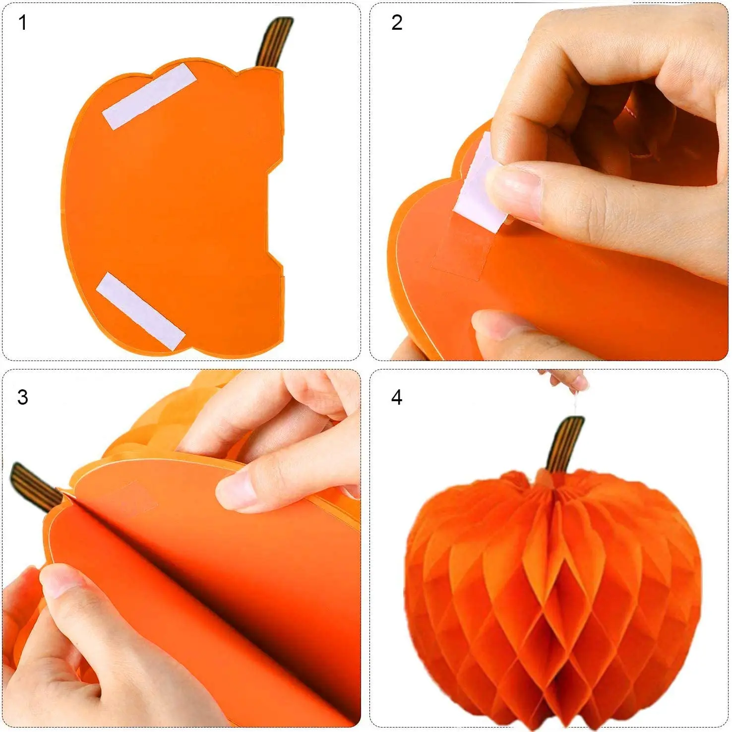 Halloween Party Decorations Orange Paper Fans Autumn Pumpkin Honeycomb Thanksgiving for Home Artificial Maple Leaves | Дом и сад