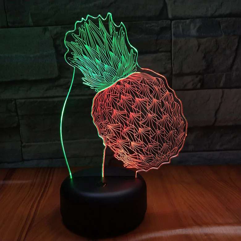 Colorful 3d led Night Lights Touch Switch usb Table Lamp Pineapple Home Bedroom Bar Office Decoration Lighting Kids Sleep | Лампы и
