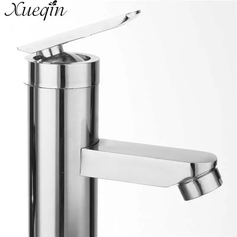 

Xueqin Single Handle Cold Water Taps Bathroom Brushed Chrome Basin Faucet Bathroom Kitchen Deck Mounted Basin Faucet