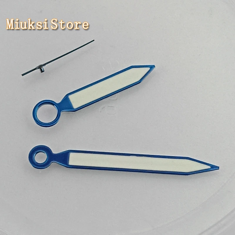 Синий ремень белые часы руки зеленые светящиеся стрелки подходят ETA 6497 6498 Морская