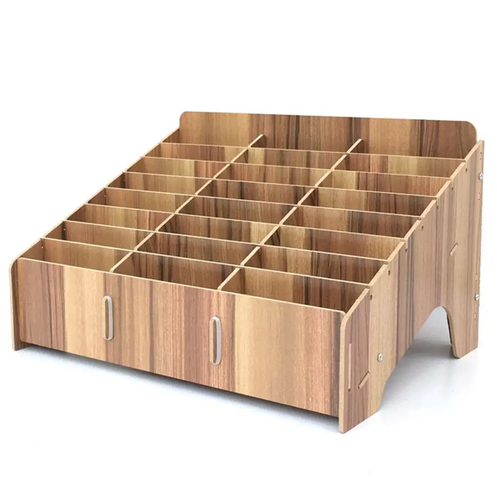 Мобильный телефон организатор 24 сетки DIY деревянный мобильный ящик для хранения
