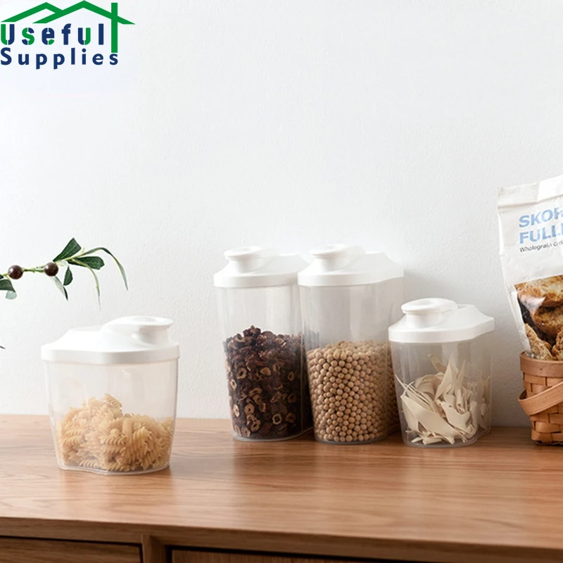 

Kitchen Plastic Transparent Sealed Cereal Snack Storage Box Dried Fruit Tank with Lid for Easy Stockpile of Daily Necessities