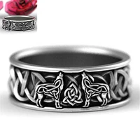 fashion new mens two wolf personality animal pattern ring retro animal horse jewelry size 6 13