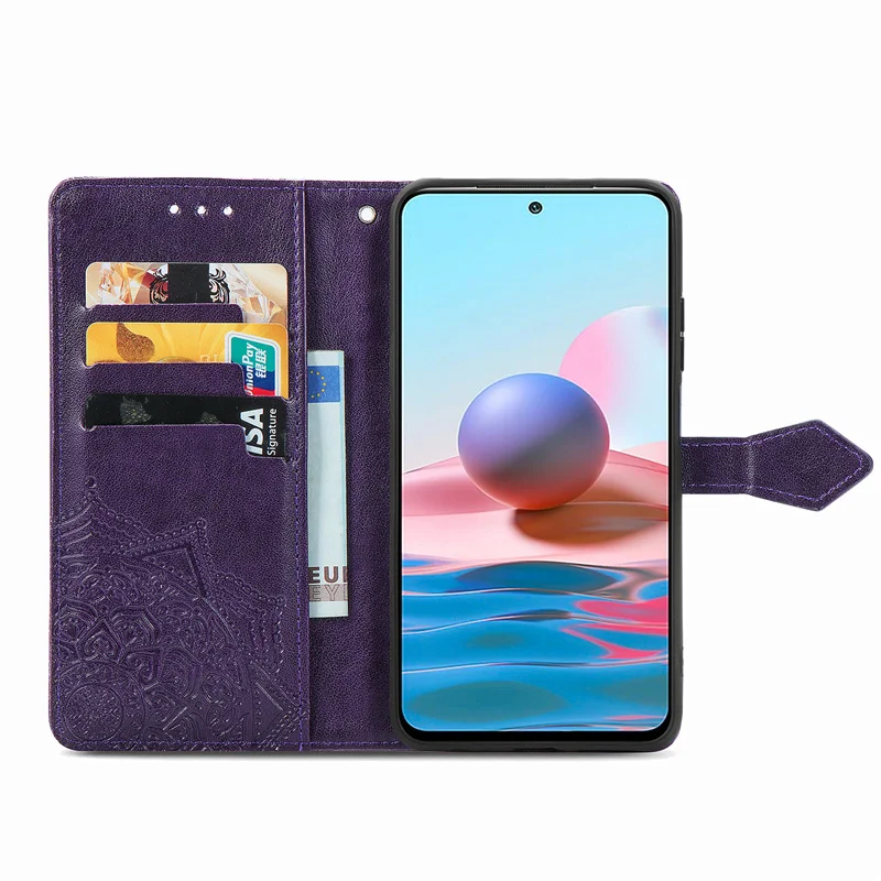 Wallet Case For Xiaomi Redmi Note 10 Cover Bag Floral Filp TPU Leather Cover For Redmi Note 10 Cover For Redmi Note 10 Case Book