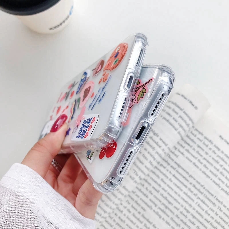 Sun Rabbit &ampCherry Cake TPU Case for iPhone 11 11Pro 11ProMax 6 6s 7 8 6Plus 7Plus 8Plus X XS XR XSmax Corners Airbag Soft Cover |