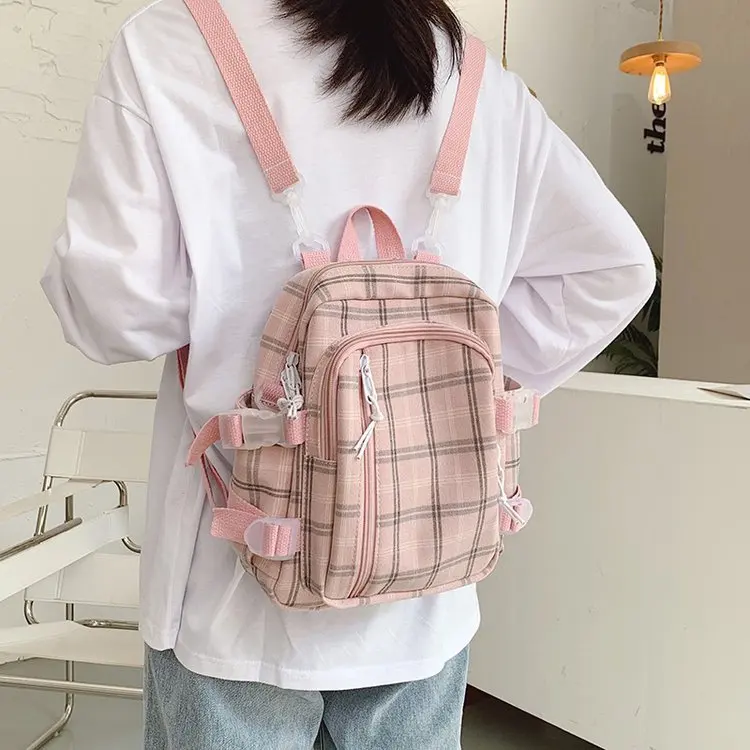 

Lovely Kawaii Backpack Women 2021 New Plaid Mini Backpack Mochila Feminina Travel Backpack Japanese Style School Bags Girls Bags
