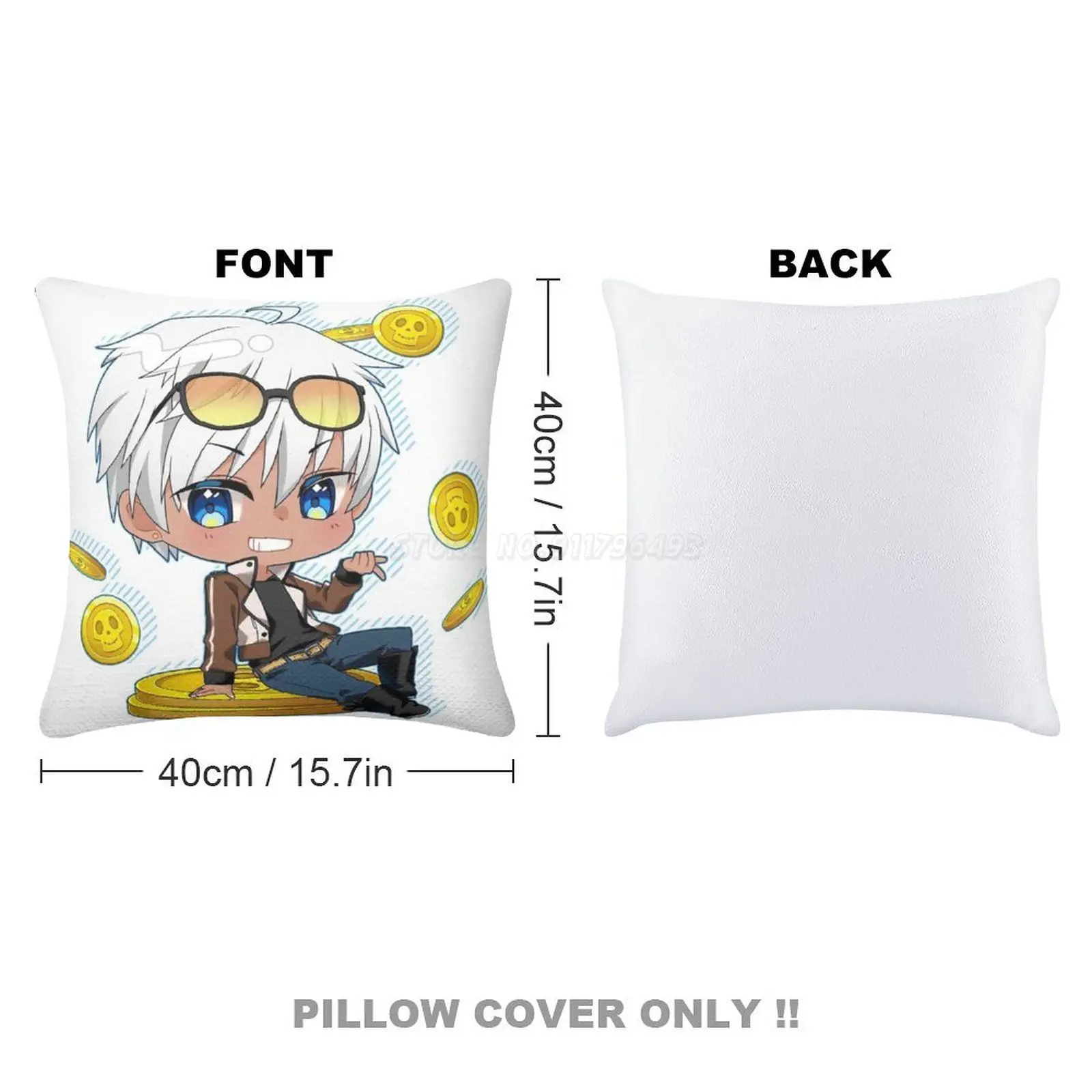 Счастливого дня рождения, Маммон! Наволочка с пайетками для декоративной подушки на диван 40X40 см. Русалочка Чиби, я - демонический принц из ада. "Hap on".