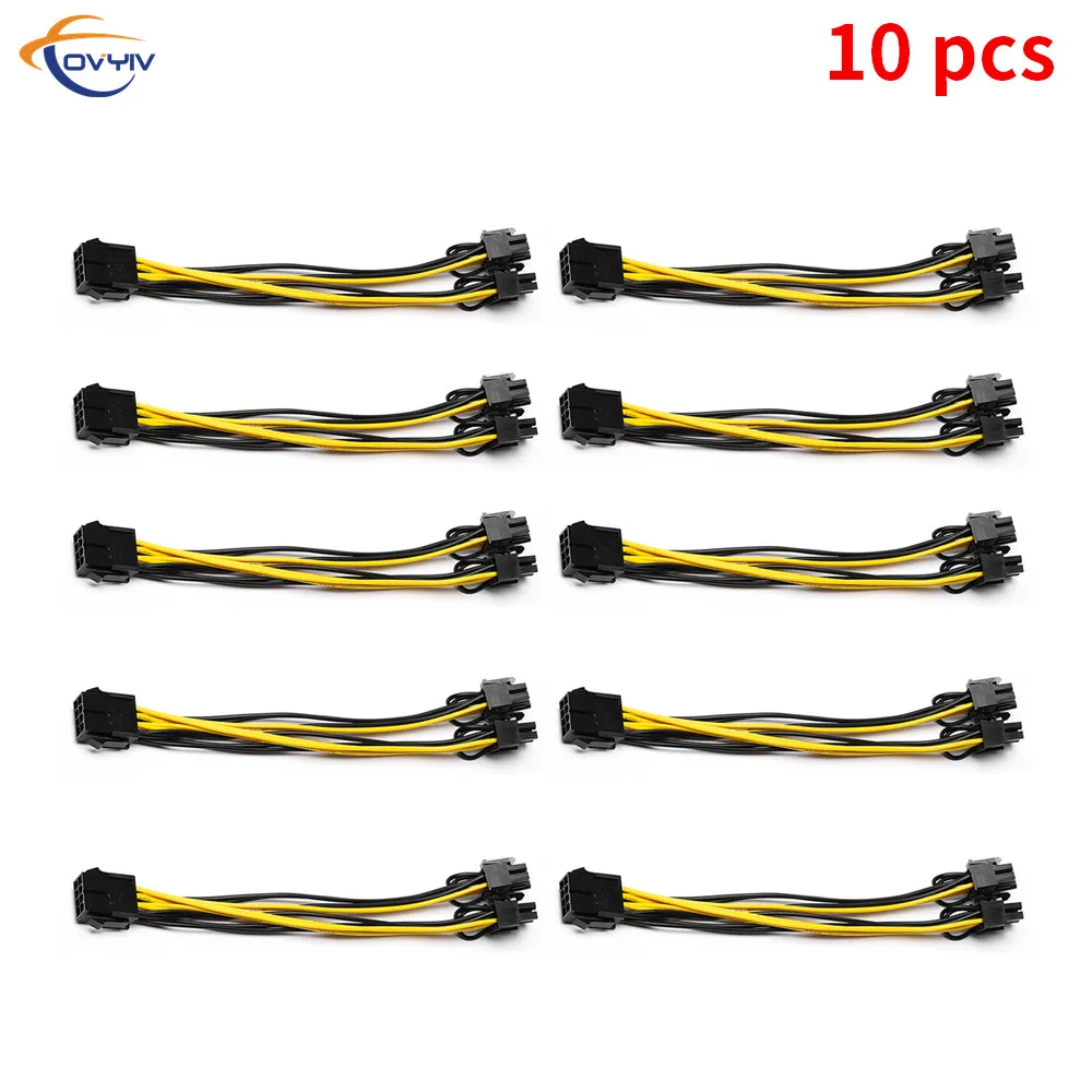 Кабель питания COVYIV, 8 контактов, 6 контактов, PCI Express на Dual PCIE, 6 + 2 контакта, PCI-E, кабель питания для материнской платы, графической карты, кабель передачи данных для графического процессора, 20 см - изображение