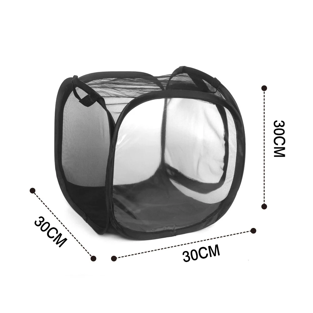 Butterfly Habitat Mini Insect And Butterfly Cage Popup Collapsible Insect Mesh Cage All Black Insect Net Cage Feeding Standard images - 6