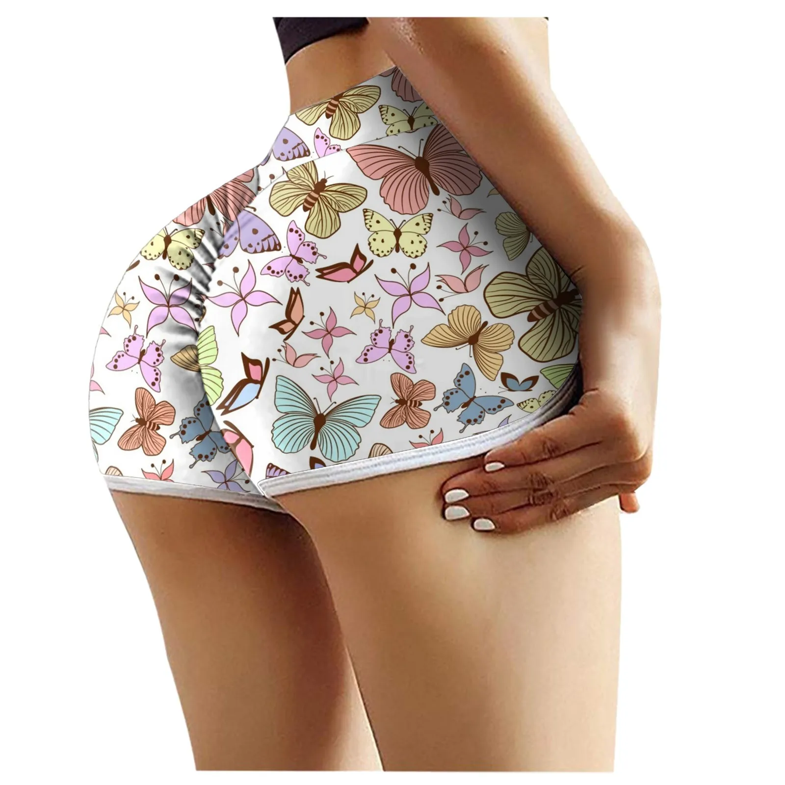 Принт подсолнечника Шорты женские джинсы с высокой талией Strethcy леггинсы для