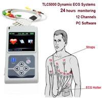 12 channels heart rate 24 hours holter portable ecg device with lcd display monitoring ekg system tester