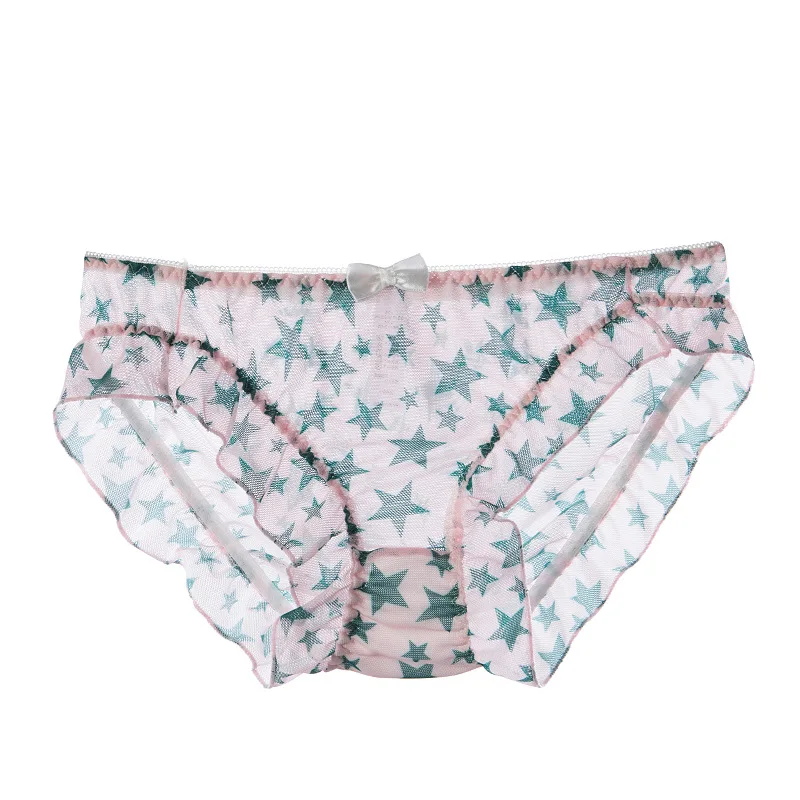 

Japanese Girls' Underwear, Flower Mesh, Breathable, Thin Cotton, Less Ladies Briefs, Flashing Panties, Printing Seamless Panties
