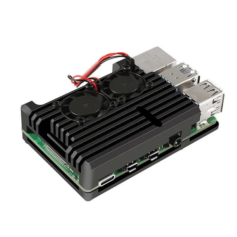 Алюминиевый Чехол Aokin для Raspberry Pi 4 4b с двойным охлаждающим вентилятором